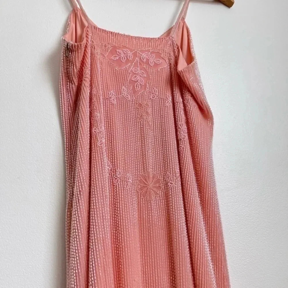 Pink‎ A-Line Ruffle Hemline Midi Beaded Dress - Picture 8 of 14